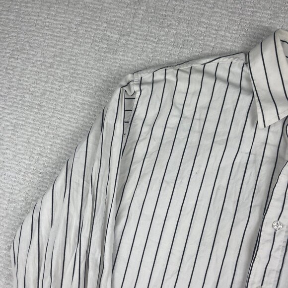 Avirex USA Shirt Mens L White / Black Button Up Long Sleeve Striped *Read* - Picture 3 of 16